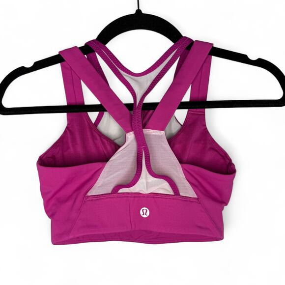 Lululemon Sports Bra Zip Front Mesh Strappy Racerback Magenta Pink Size 4 - Picture 5 of 6